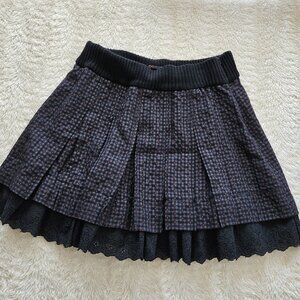 Free People Mini Skirt Black & Red Polka Dot Eyelet Trim Excellent Condition